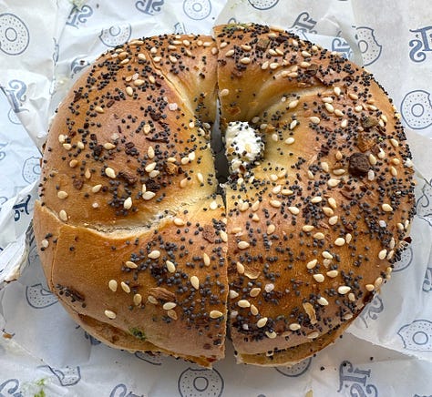 All of the angles on the It's Bagel everything with cream cheese