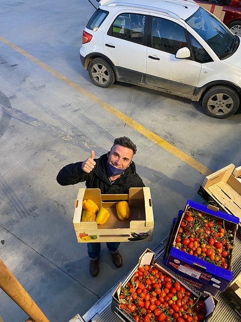 surplus produce for our community kitchen in Sicily
