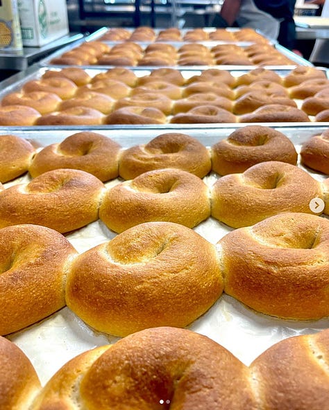 Bagels From Pop's in Los Angeles. Gluten-free bagels on the left