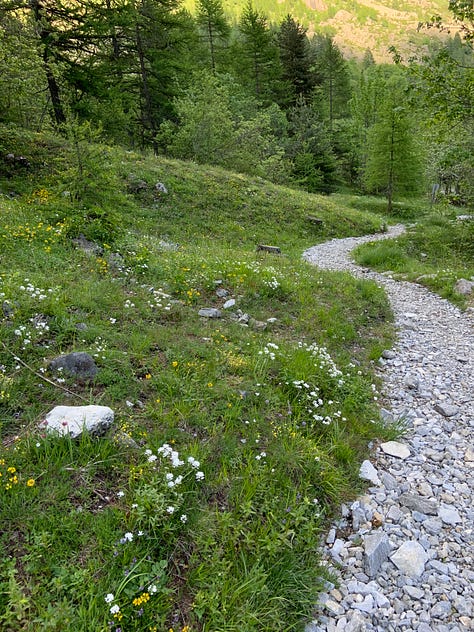 Hiking at Stroppia waterfalls near Chiappera, Piedmont, Italy