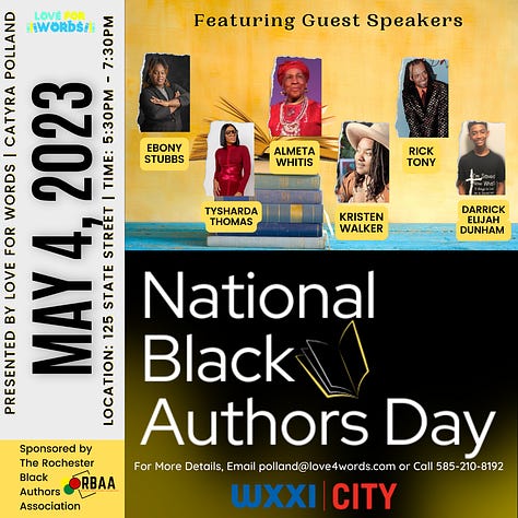 Images for the Speakers & Guests for National Black Authors Day event on May 4th, 2023. Founded by CaTyra Polland