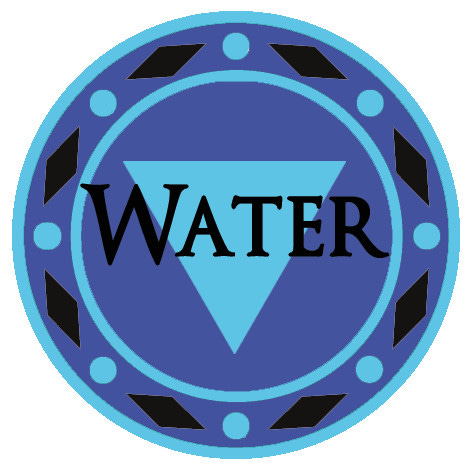 The symbols of each magical element in the Witchlands: an empty circle for Aether, a diamond for Air, a square for Earth, a triangle for Fire, a filled-in circle for void, and an upside-down triangle for Water