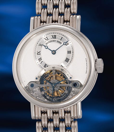 a Cartier Lantern Clock, A Breguet 3357 on bracelet, a Romain Gauthier HM, a De Bethune DB28GS JPS, a Krayon Anywhere, an H. Moser & Cie. Minute Repeater, an Urwerk WR-220 Miami Vibe, a BVLGARI Octo Finnissimo Minute Repeater, and an MB&F x H. Moser LM101 Red