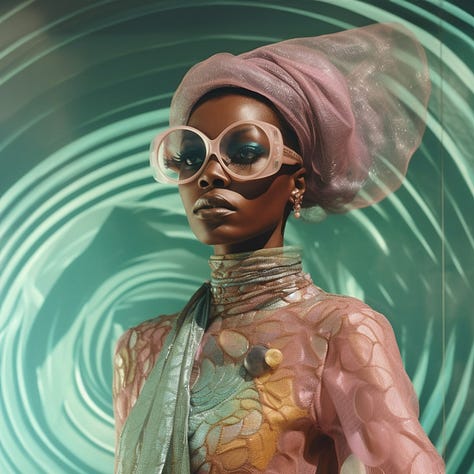 An image carousel of eight AI-generated images derived from art and popular culture.