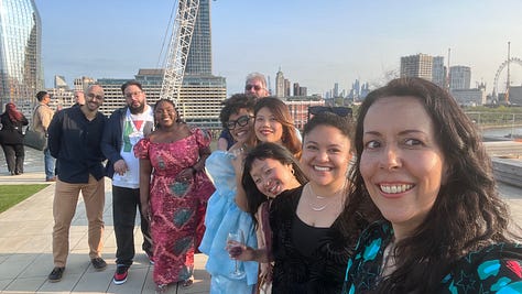 A selfie of me with all the other shortlisters, a photo taken by Marve of herself with us all, a photo of me with Adjoa Andoh, Calah & Ewen Ma.