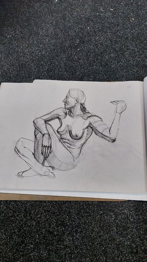 life model sketches in Cardiff