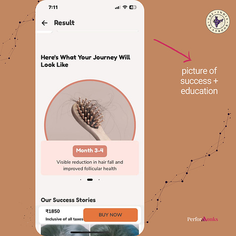 screen shots of success journey on Traya app