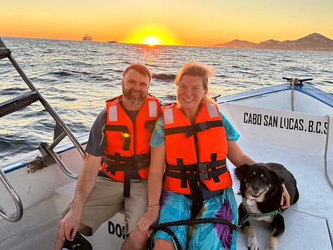 Photos of Liz, Seth, and the dogs in Baja