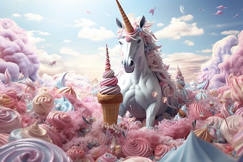 Unicorn with different levels of zoom
