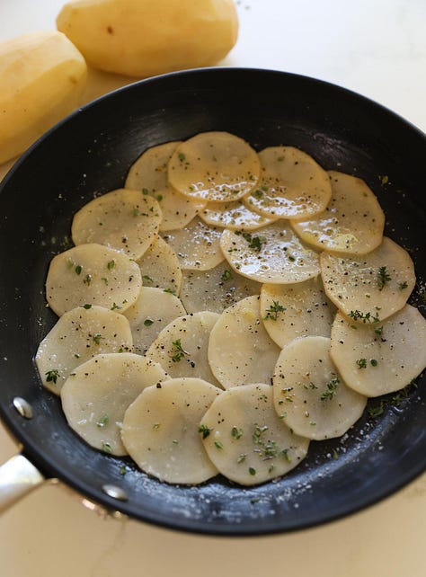 6 step process of making potatoes Anna