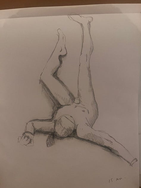 Life drawing of male nude