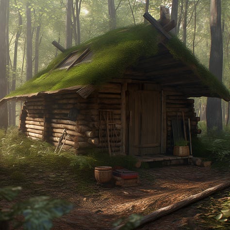Forest hut in Midjourney V1 - V6