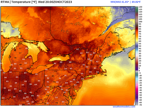 RTMA Temperature 4 pm ET