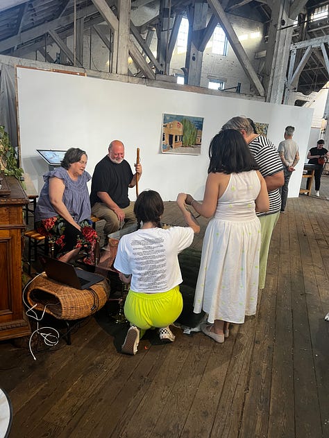 Participants gather to interact at the musical pool of dreams 