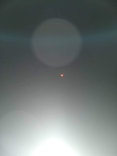 Justin's pinhole camera obscura, several pictures of the sun (taken very carefully!), and some pictures as seen by the camera through the eclipse glasses (c) 2024 Andrea Holroyd