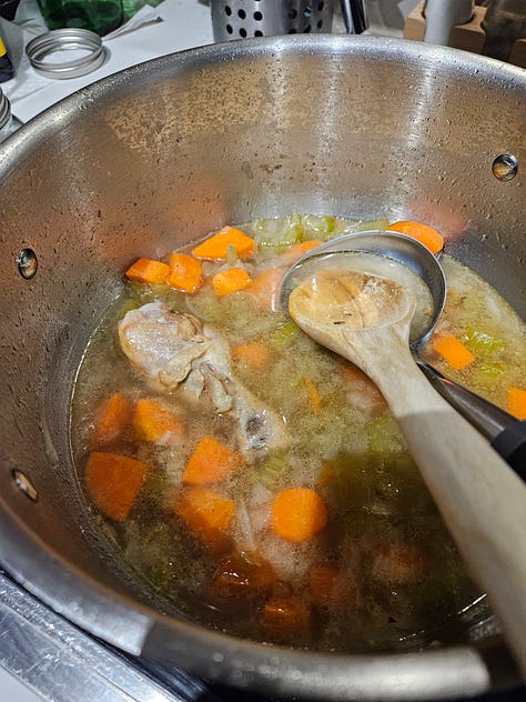 three photos of chicken soup
