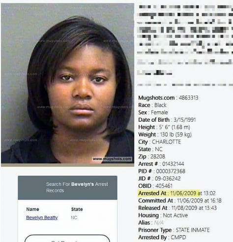 Three mugshots of Williams
