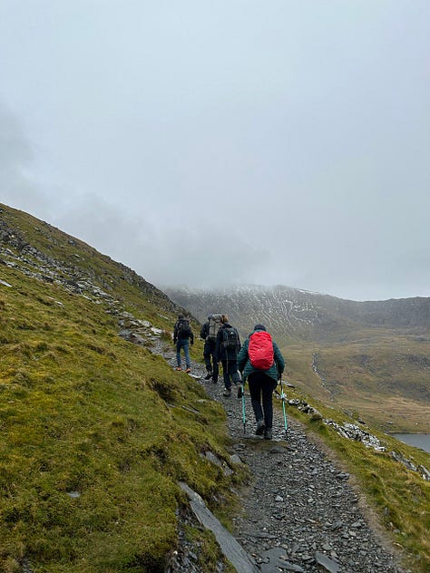 walking snowdon in the snow