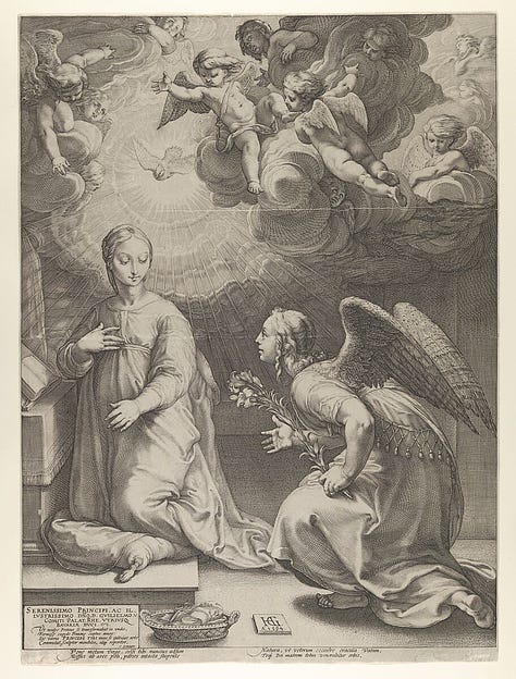 Annunciation; The Feast of the Gods at the Marriage of Cupid and Psyche; Farnese Hercules