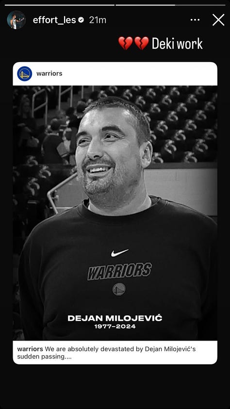 NBA mourns passing of Dejan “Deki” Milojevic, Warriors on IG,  coaches/players on podium