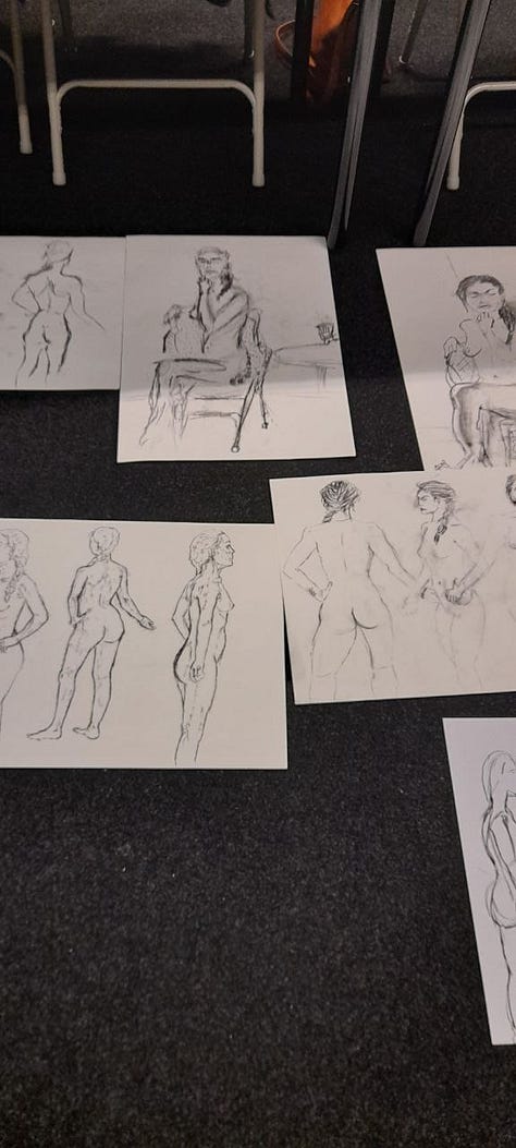 nude female life drawing in wales
