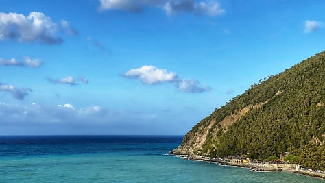 Images of the coastal topography from an Italian village on the Mediterranean. 