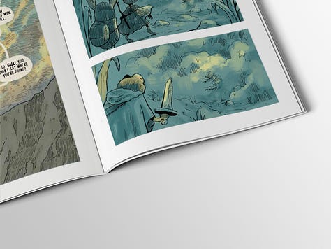 A selection of images of Joe Latham's new comic, The Eternal Mountain