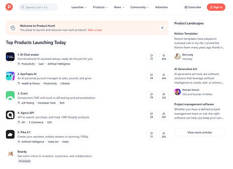 Product Hunt screenshots