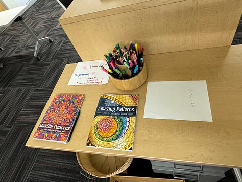 Pictures of a relaxation room at Howard Community College