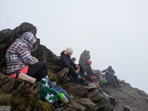 walking up Snowdon and Snowdon summit. 