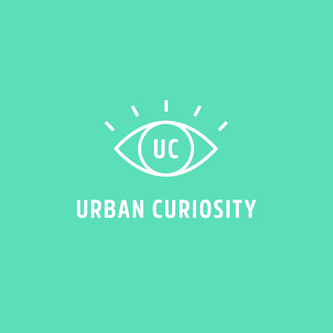 paintbrush and pink paint; green Urban Curiosity logo; white hands create a vision board with art supplies