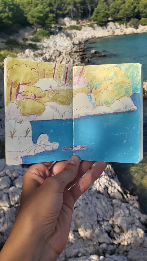 traveling with sketchbook