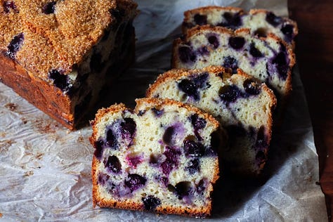 photos of the perfect blueberry muffin loaf, easiest cinnamon rolls, and black bean and vegetable bake