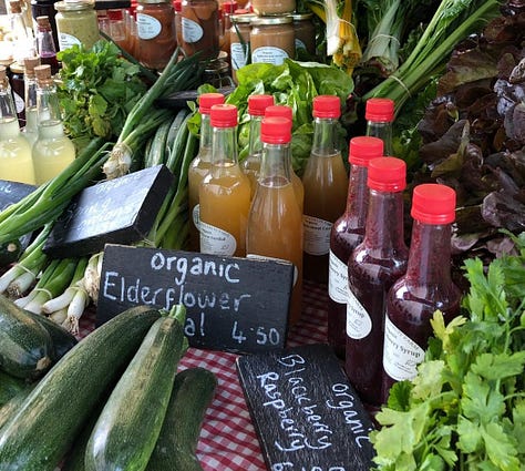 Brambletye farmers market stalls organic, biodynamic fruit, vegetables, eggs, juice, farm produce