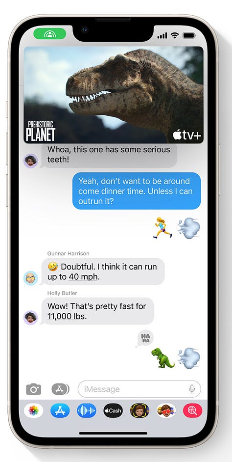 Marketing materials for iOS 16 featuring fake text messages