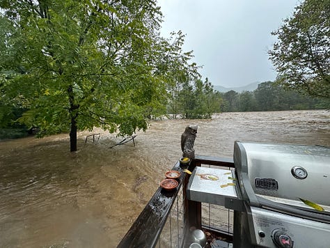 Our View of The Nolichucky River as Floodwaters Began to Rise