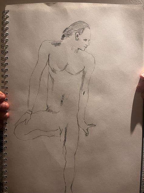 Life drawing of male nude