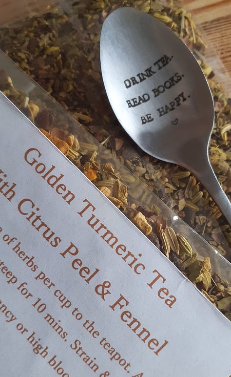 Golden turmeric digestive tea, nervine tincture, autumnal essential oils