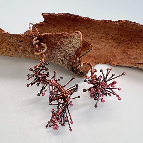 Metal Vapour - Asymmetric Abstract Copper Earrings