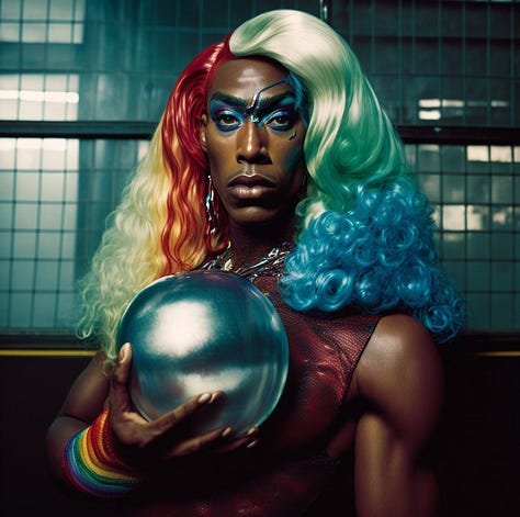 Grid of nine images featuring a wide range of Black people in an imagined Detroit future.