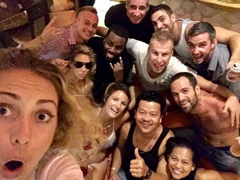 friends having fun on a tropical island koh phangan