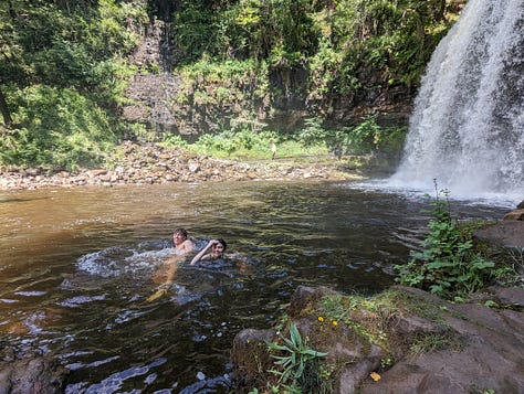 guided walk waterfalls brecon wales wild swimming