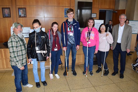 Photographs from the 2023 Eastern North Carolina Regional Braille Challenge. The nine photos are of the student competitors, volunteers and activities of the day. 