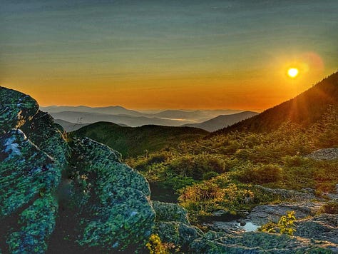 From the tops of Mt. Mansfield, Mt. Abraham and Camel's Hump.