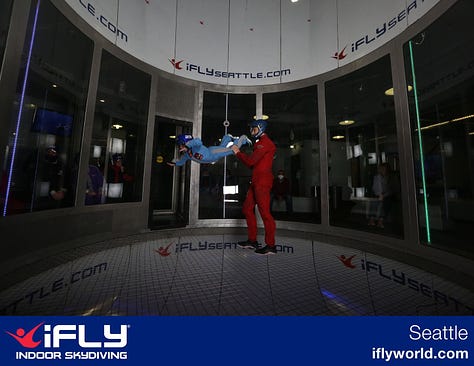 Photos of Peter in flight at iFly Seattle.