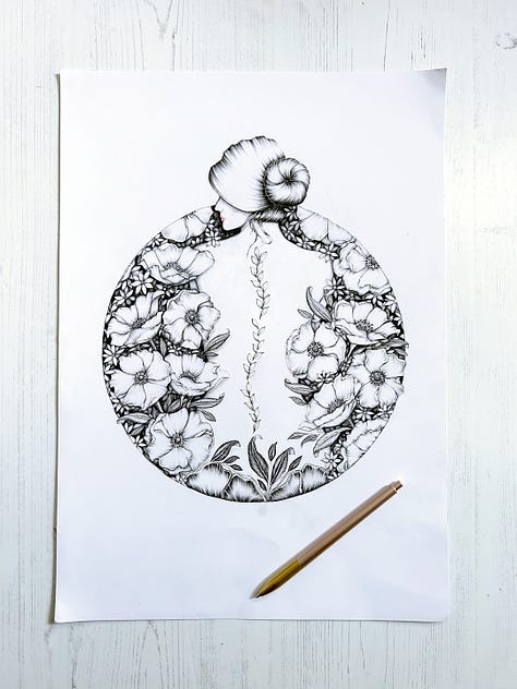 Fineliner botanical illustration drawings by Georgie St Clair