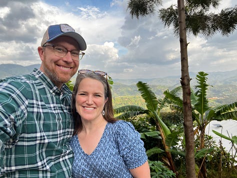 Anniversary photo with a view; Visiting new babies; Our Homeroom grades 9 and 10; My visit to Butaro Hospital; Grade 7 Science; Thanksgiving with Rwandan family; Grades 3-5 Bible club; Taco Nights by flashlight; Appreciating other cultures at the International Picnic