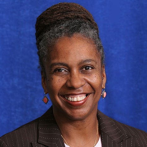 Left: Black woman with salt-and-pepper black hair wears her black hair in a twist; she sears earings, a white shirt, and black blazer. Middle: A black woman with short hair wears classes and a purple dress; she holds a book in front of her that reads Black Disability Politics. Right: An Asian woman with black hair wears glasses and a black shirt and dark brown jacket.