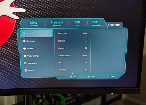 Xiaomi's Monitor Settings