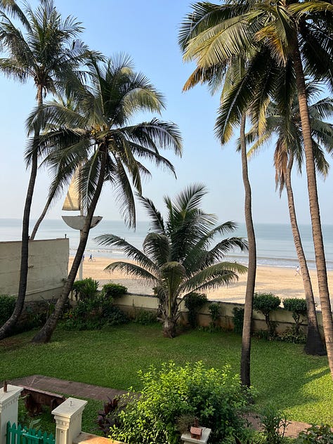 1) Beach view from my home in Mumbai by day 2) by night 3) home cooked meals!